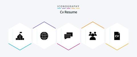 cv curriculum vitae paquete de iconos de 25 glifos que incluye . estudiantes . educación. educación . mensaje vector