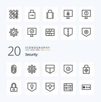 20 Security Line icon Pack like security computer lock pad security lock pad vector