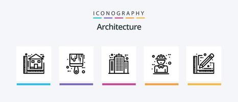 paquete de iconos de la línea de arquitectura 5 que incluye idea. borrador. casa. negocio. rascacielos. diseño de iconos creativos vector