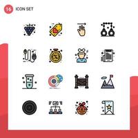 Pictogram Set of 16 Simple Flat Color Filled Lines of concept police hand penalty handcuffs Editable Creative Vector Design Elements