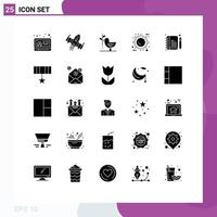 Modern Set of 25 Solid Glyphs and symbols such as ecology energy alien sun harmony Editable Vector Design Elements