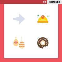 4 Creative Icons Modern Signs and Symbols of arrow egg helmet safety donut Editable Vector Design Elements