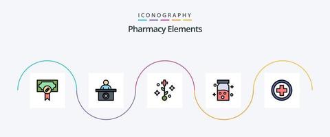 Pharmacy Elements Line Filled Flat 5 Icon Pack Including plus. hospital. medical. medical. health vector