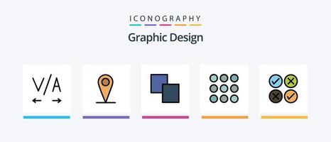 la línea de diseño llenó el paquete de 5 íconos que incluye . alinear. derecho. diseño de iconos creativos vector