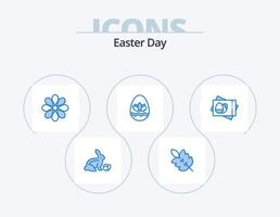 Easter Blue Icon Pack 5 Icon Design. holidays. egg. spring. easter egg. flower vector