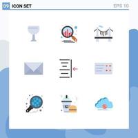 9 User Interface Flat Color Pack of modern Signs and Symbols of text indent river envelope contact us Editable Vector Design Elements