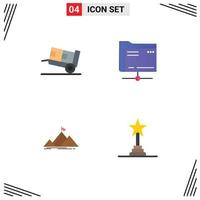 Set of 4 Vector Flat Icons on Grid for delivery mountain shipping server flag Editable Vector Design Elements