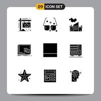 Pack of 9 Modern Solid Glyphs Signs and Symbols for Web Print Media such as program operational sunglasses mac pollution Editable Vector Design Elements