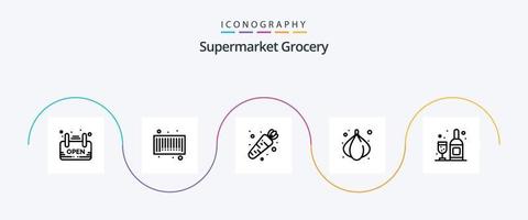 Grocery Line 5 Icon Pack Including . glass. food. bottle. vegetable vector