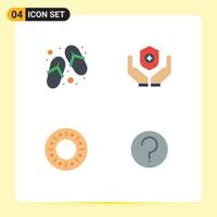 Modern Set of 4 Flat Icons and symbols such as footwear doughnut spa shield basic Editable Vector Design Elements