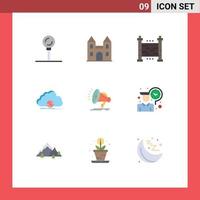 Pictogram Set of 9 Simple Flat Colors of speaker data fences sync cloud Editable Vector Design Elements