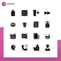 Universal Icon Symbols Group of 16 Modern Solid Glyphs of ceo team sea next space Editable Vector Design Elements