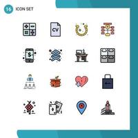 Pictogram Set of 16 Simple Flat Color Filled Lines of business data festival chart flowchart Editable Creative Vector Design Elements