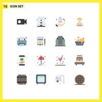 User Interface Pack of 16 Basic Flat Colors of business printer bag print worker Editable Pack of Creative Vector Design Elements