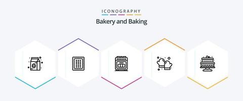 Baking 25 Line icon pack including baked. cooking. meal. baking. cooking vector