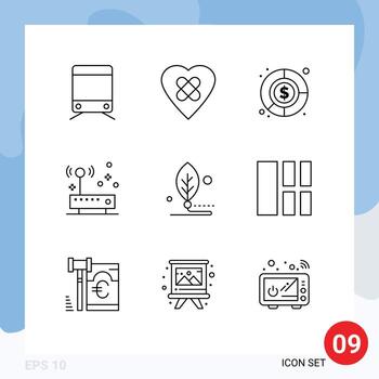 9 paquete de esquema de interfaz de usuario de signos y símbolos modernos de la vida fondo digital biología red elementos de diseño vectorial editables vector