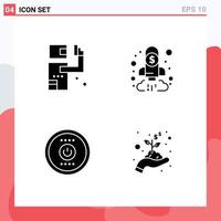 Mobile Interface Solid Glyph Set of 4 Pictograms of assassin computing killer chart energy Editable Vector Design Elements