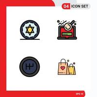 4 iconos creativos signos y símbolos modernos de análisis de bolso circular elementos de diseño vectorial editables de corazón de inicio de sesión vector