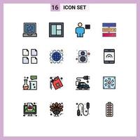 Set of 16 Modern UI Icons Symbols Signs for documents storage avatar data video Editable Creative Vector Design Elements