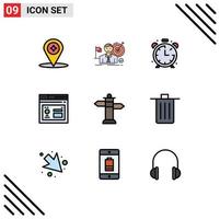 Set of 9 Modern UI Icons Symbols Signs for navigation internet success database timer Editable Vector Design Elements