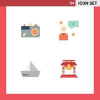 paquete de 4 iconos planos creativos de interfaz de imagen de barco de cámara elementos de diseño de vector editables de yate