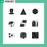 9 Creative Icons Modern Signs and Symbols of credit cash gym card iron Editable Vector Design Elements