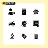 9 Creative Icons Modern Signs and Symbols of human tree check mountain landscape Editable Vector Design Elements