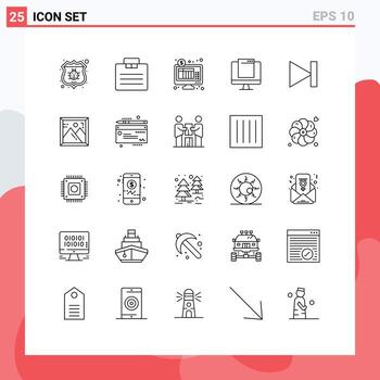 25 Thematic Vector Lines and Editable Symbols of end imac banking device computer Editable Vector Design Elements