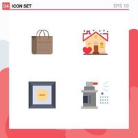 Mobile Interface Flat Icon Set of 4 Pictograms of bag product shop real car Editable Vector Design Elements