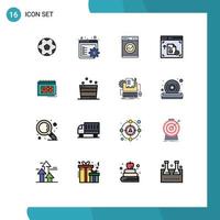 Set of 16 Modern UI Icons Symbols Signs for planning date machine business webpage Editable Creative Vector Design Elements