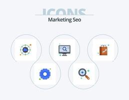 marketing seo flat icon pack 5 diseño de iconos. comercio electrónico bolso. nube. pantalla. mejoramiento vector