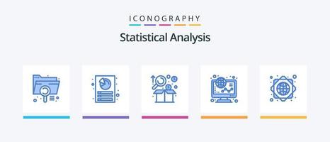 paquete de iconos azul 5 de análisis estadístico incluido en línea. Finanzas. informe. comercio electrónico grafico. diseño de iconos creativos vector