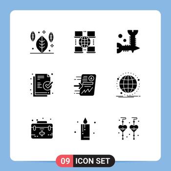 Modern Set of 9 Solid Glyphs and symbols such as chart report hardware send ready Editable Vector Design Elements