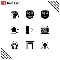 Modern Set of 9 Solid Glyphs and symbols such as column ping pong emotion table tennis racket Editable Vector Design Elements