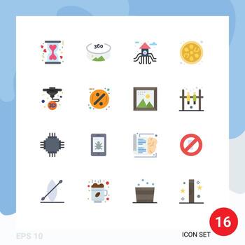 conjunto de colores planos de interfaz móvil de 16 pictogramas de impresión de insignias paquete editable de elementos de diseño de vectores creativos