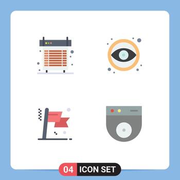 Set of 4 Modern UI Icons Symbols Signs for computer achievement heat eye flag Editable Vector Design Elements