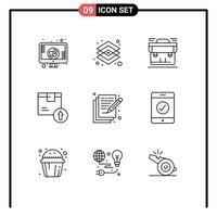 9 Thematic Vector Outlines and Editable Symbols of logistic box tools arrow up briefcase Editable Vector Design Elements