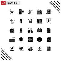 Group of 25 Solid Glyphs Signs and Symbols for pdf document video arrow show broadcast Editable Vector Design Elements