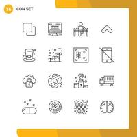 Editable Vector Line Pack of 16 Simple Outlines of glass up exercise arrows man Editable Vector Design Elements