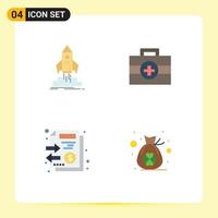 User Interface Pack of 4 Basic Flat Icons of launch files shuttle kit money Editable Vector Design Elements