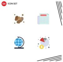 Mobile Interface Flat Icon Set of 4 Pictograms of dates geography ramadan paper economy Editable Vector Design Elements