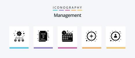 Management Glyph 5 Icon Pack Including goal. profile. management. manager. target. Creative Icons Design vector