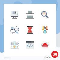 9 Flat Color concept for Websites Mobile and Apps down watch zoom hour network Editable Vector Design Elements