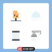 Set of 4 Vector Flat Icons on Grid for ice ipad food nature mechanical Editable Vector Design Elements