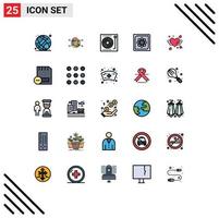 Stock Vector Icon Pack of 25 Line Signs and Symbols for future computing devices computer vinyl Editable Vector Design Elements