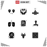 Solid Glyph Pack of 9 Universal Symbols of clone data navigation seo document Editable Vector Design Elements