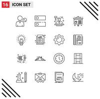 16 Universal Outline Signs Symbols of creative presentation tools conference law Editable Vector Design Elements