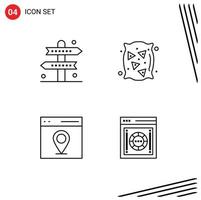 4 Line concept for Websites Mobile and Apps activities communication game flour map Editable Vector Design Elements