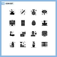 16 iconos creativos signos y símbolos modernos de globo computadora medalla vista búsqueda elementos de diseño vectorial editables vector