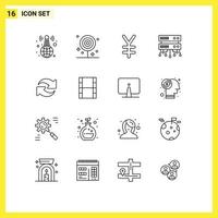 Outline Pack of 16 Universal Symbols of rotate refresh lollipop shared web database server Editable Vector Design Elements